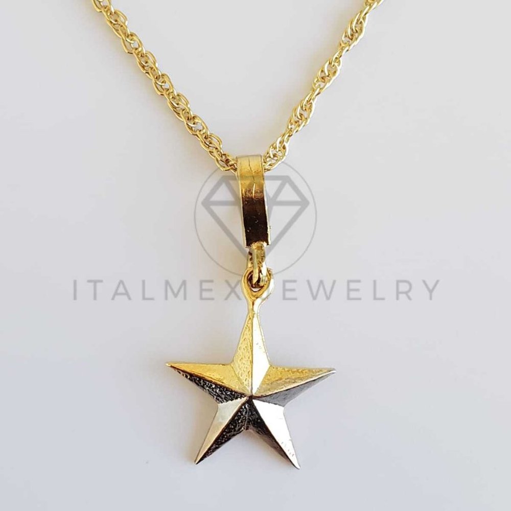 18K Gold Plated Lone Star Pendant & 22" Chain